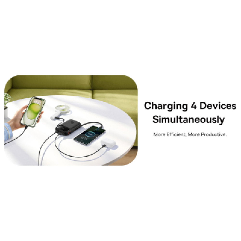 Батарея універсальна Baseus QPow2 20000mAh 30W, with 2*Type-C Cable, White (P10055009213-00)