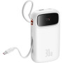 Батарея універсальна Baseus QPow2 20000mAh 30W, with 2*Type-C Cable, White (P10055009213-00)