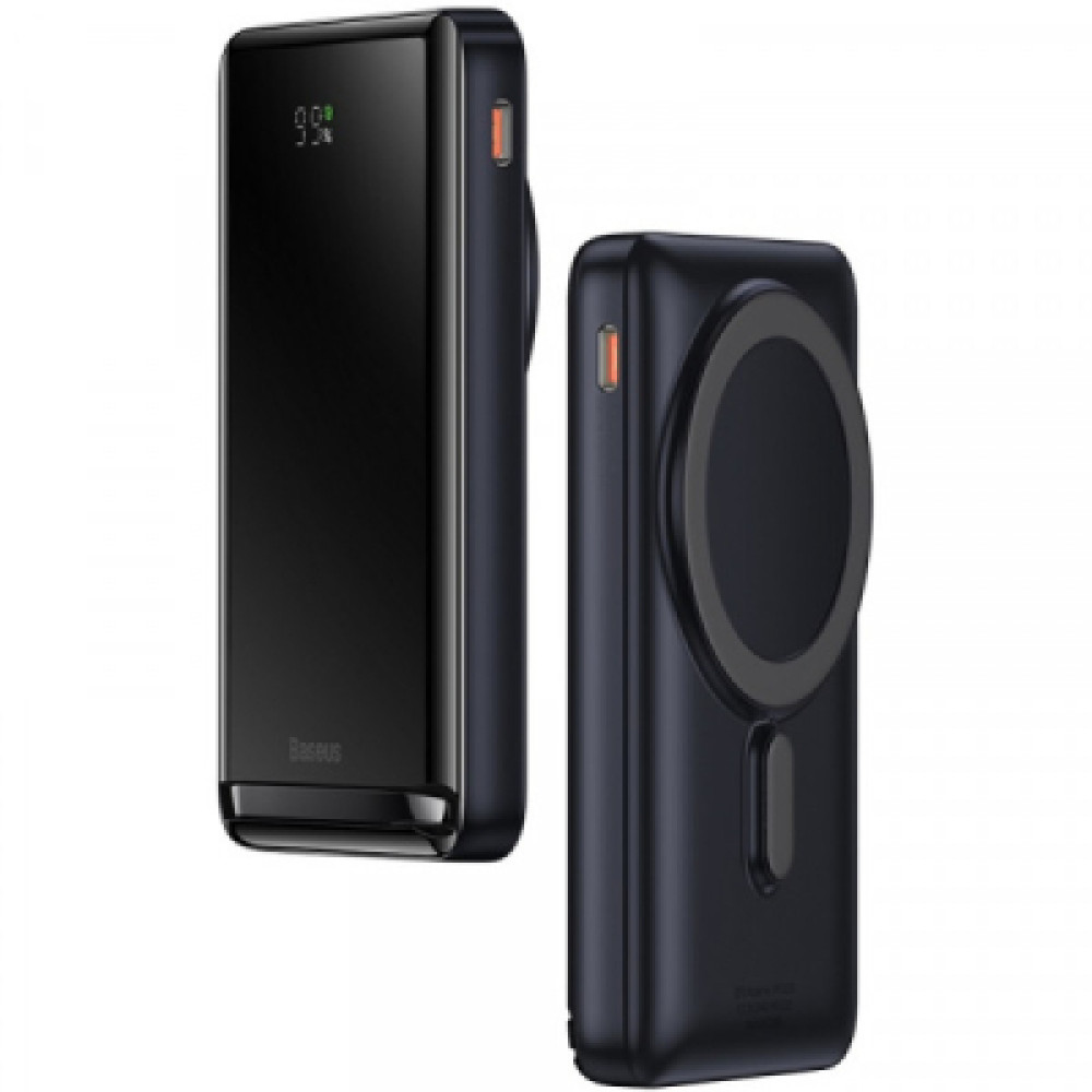 Батарея універсальна Baseus Magnetic Wireless Bracket 10000mAh 20W, PD QC/3.0, Qi + cabel 60W 0.5м, black (PPCX000003)