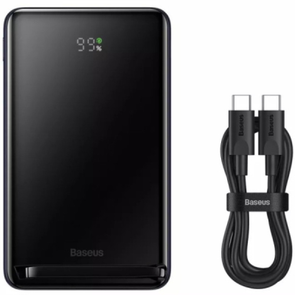 Батарея універсальна Baseus Magnetic Wireless Bracket 10000mAh 20W, PD QC/3.0, Qi + cabel 60W 0.5м, black (PPCX000003)