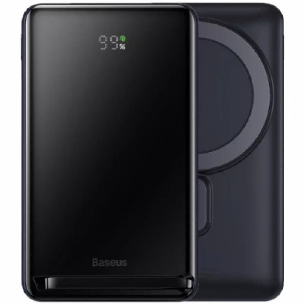 Батарея універсальна Baseus Magnetic Wireless Bracket 10000mAh 20W, PD QC/3.0, Qi + cabel 60W 0.5м, black (PPCX000003)