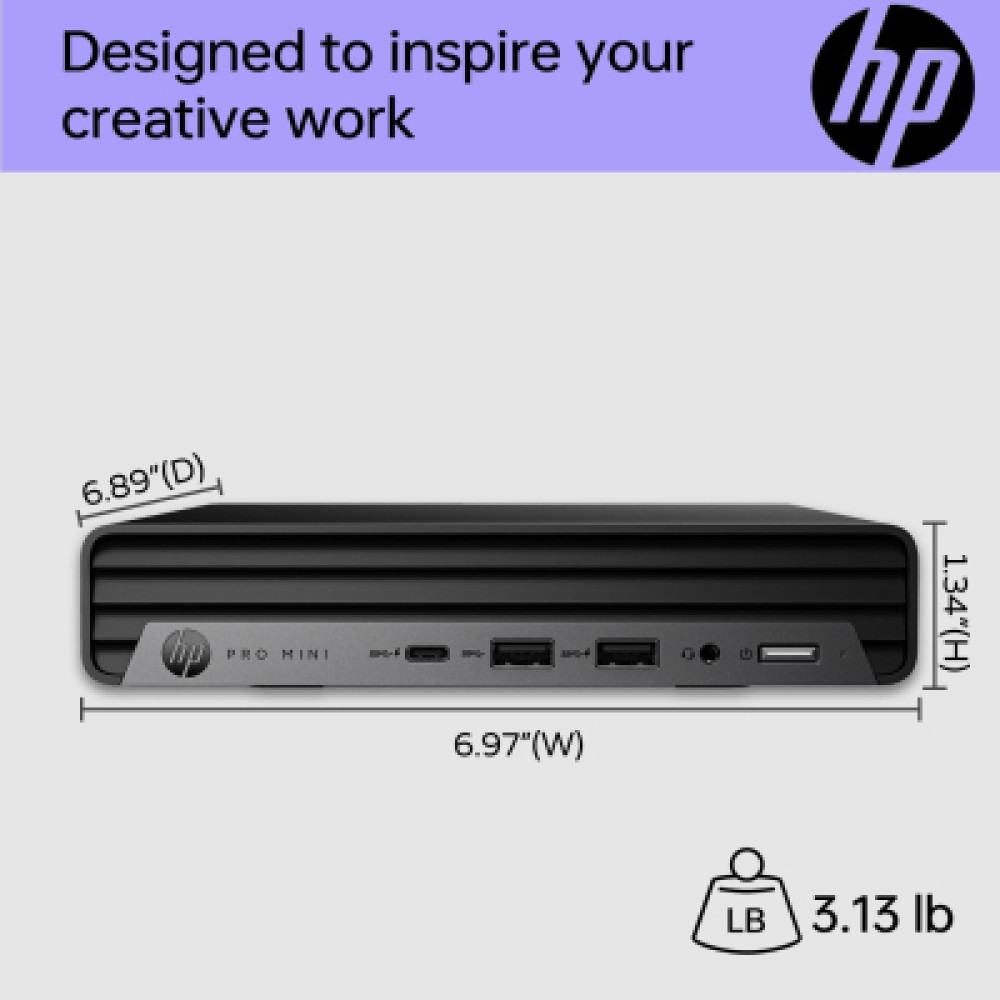 Комп'ютер HP Pro 400 G9 Mini / i3-13100T, 8, 512, WiFi, кл+м, Win11P (884V0EA)