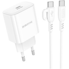 Зарядний пристрій BOROFONE BA81A USB-C PD20W + cable USB-C to USB-C White (6941991108204)