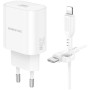 Зарядний пристрій BOROFONE BA82A Platinum USB-C PD25W + cable USB-C to Lightning White (6941991112263)