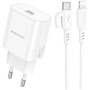 Зарядний пристрій BOROFONE BA82A Platinum USB-C PD25W + cable USB-C to Lightning White (6941991112263)