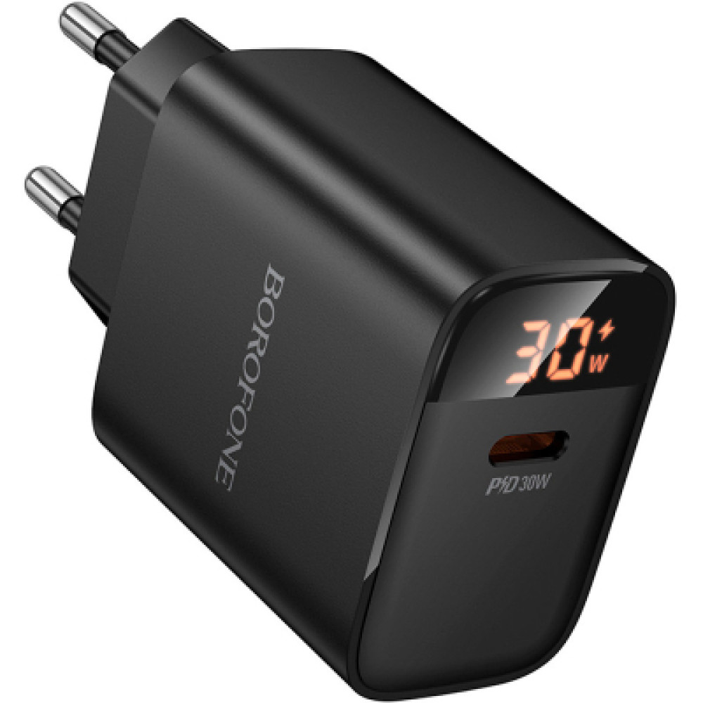 Зарядний пристрій BOROFONE BA97A Ilustre USB-C PD30W digital display Black (6941991120480)