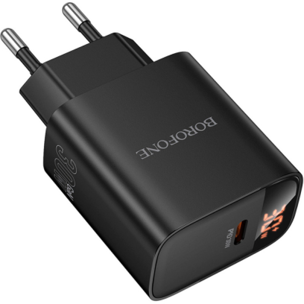 Зарядний пристрій BOROFONE BA97A Ilustre USB-C PD30W digital display Black (6941991120480)