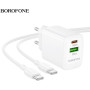 Зарядний пристрій BOROFONE BN29 Fuente 1xUSB-C PD30W + 1xUSB QC3.0 White (6941991120329)