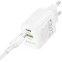 Зарядний пристрій BOROFONE BN29 Fuente 1xUSB-C PD30W + 1xUSB QC3.0 White (6941991120329)