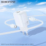 Зарядний пристрій BOROFONE BN29 Fuente 1xUSB-C PD30W + 1xUSB QC3.0 White (6941991120329)