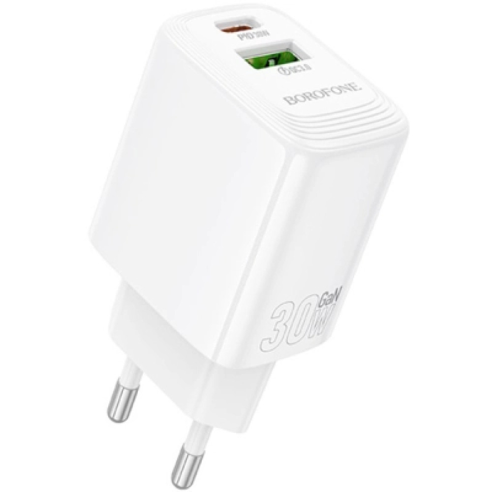 Зарядний пристрій BOROFONE BN29 Fuente 1xUSB-C PD30W + 1xUSB QC3.0 White (6941991120329)