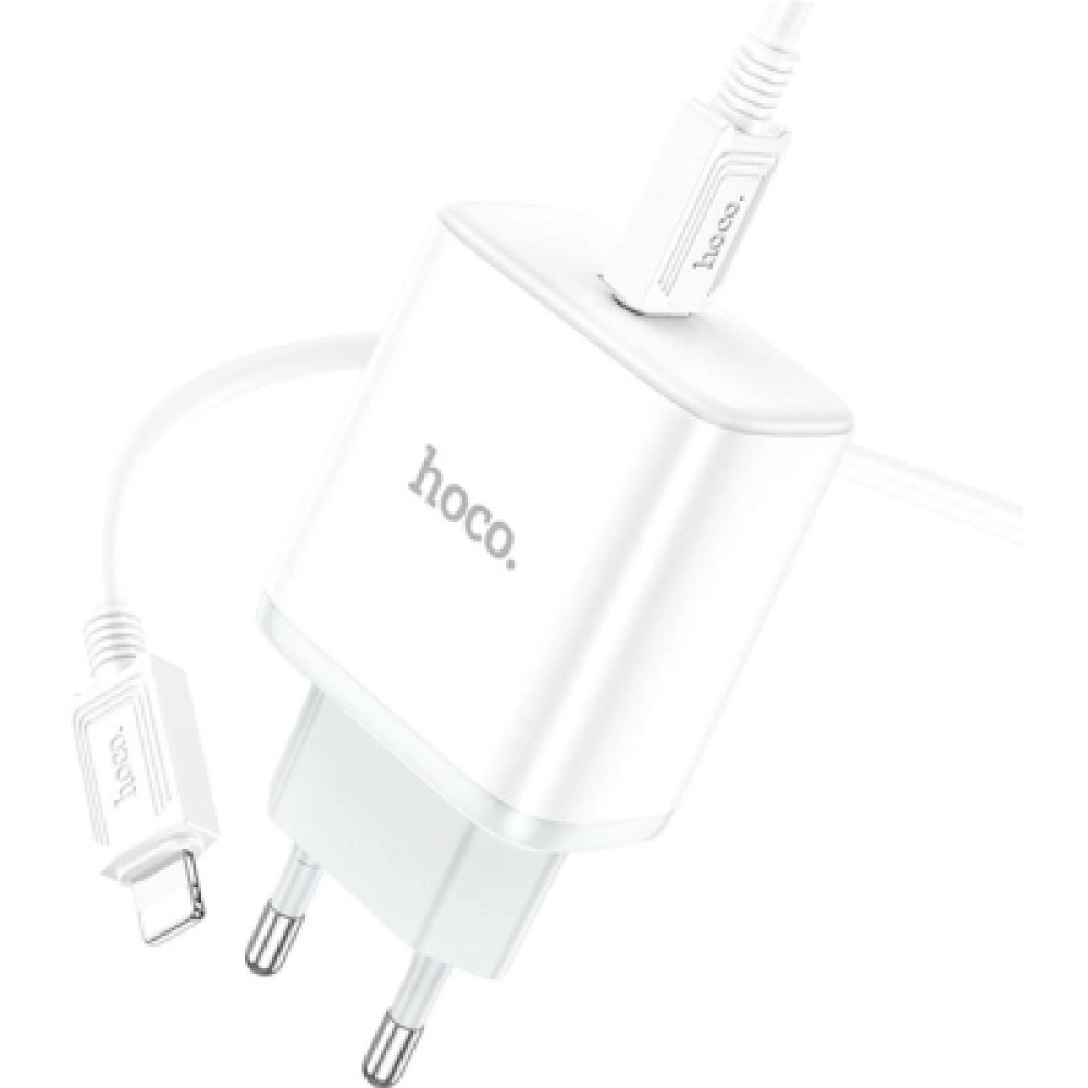 Зарядний пристрій HOCO C104A USB-C PD20W + cable USB-C to Lightning white (6931474782908)