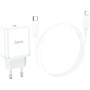 Зарядний пристрій HOCO C104A USB-C PD20W + cable USB-C to Lightning white (6931474782908)
