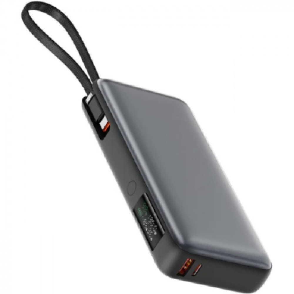 Батарея універсальна Acefast 20000mAh 130W PD, QC/3.0 USB-A+USB-C In/Out,build-in cable M22 Gray (6974316283904)