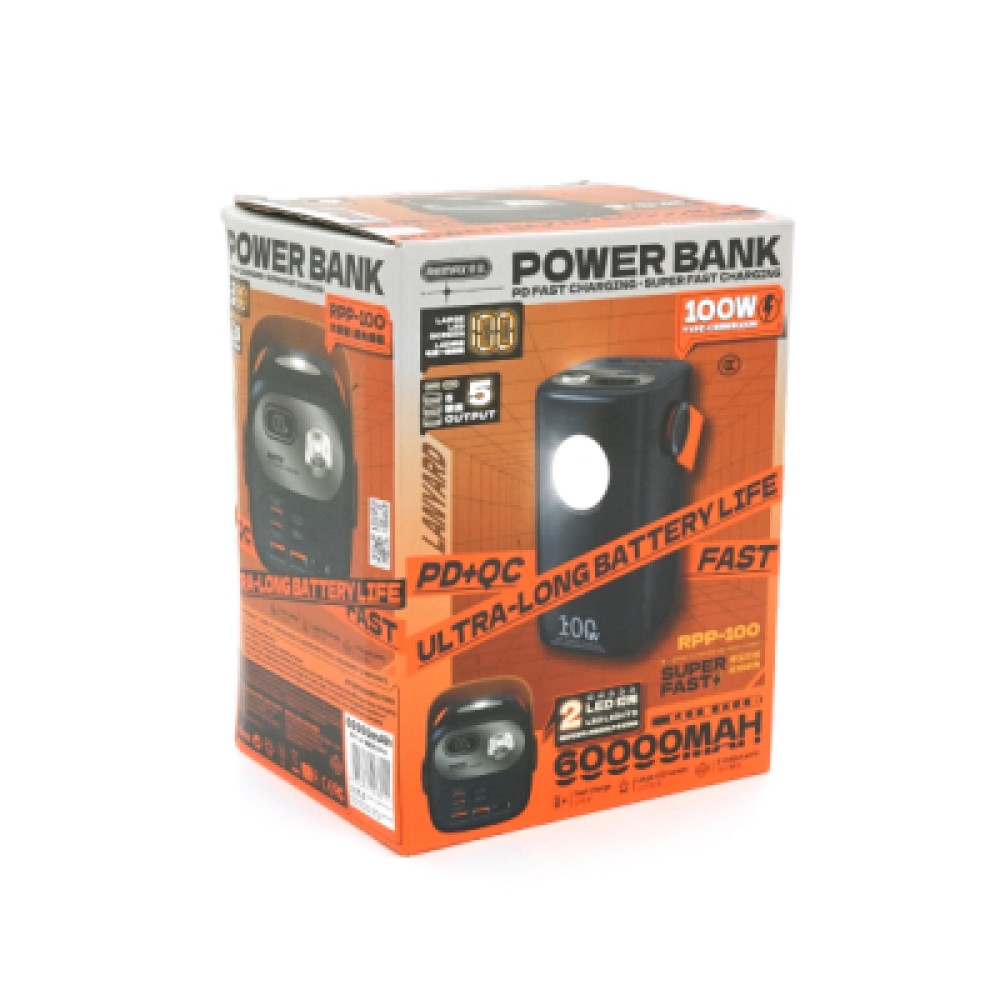 Батарея універсальна Remax 60000mAh, PD/100W, QC/22.5W, Blue (RPP-100)