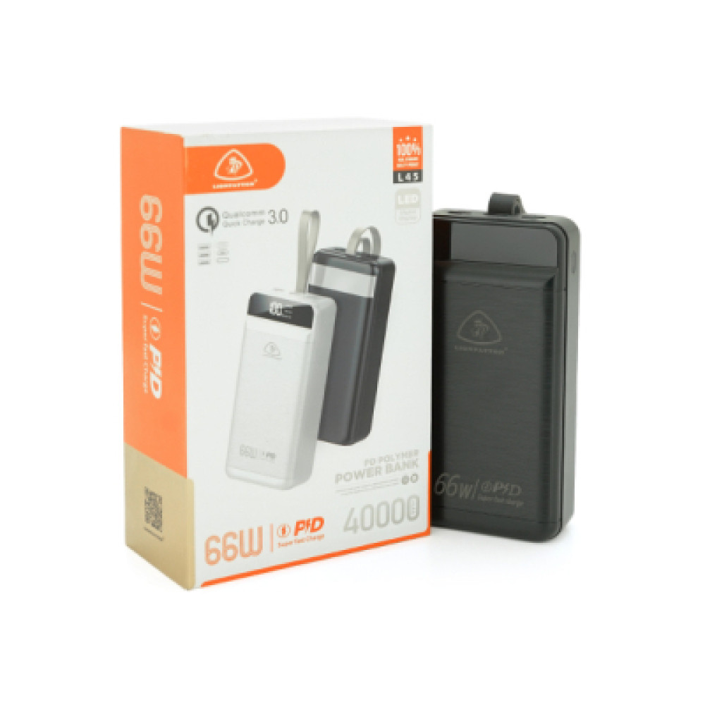 Батарея універсальна LIONPATTON 40000mAh, QC3.0, MicroUSB, Type-C, Lighting, USB, Black (L45 / 38067)