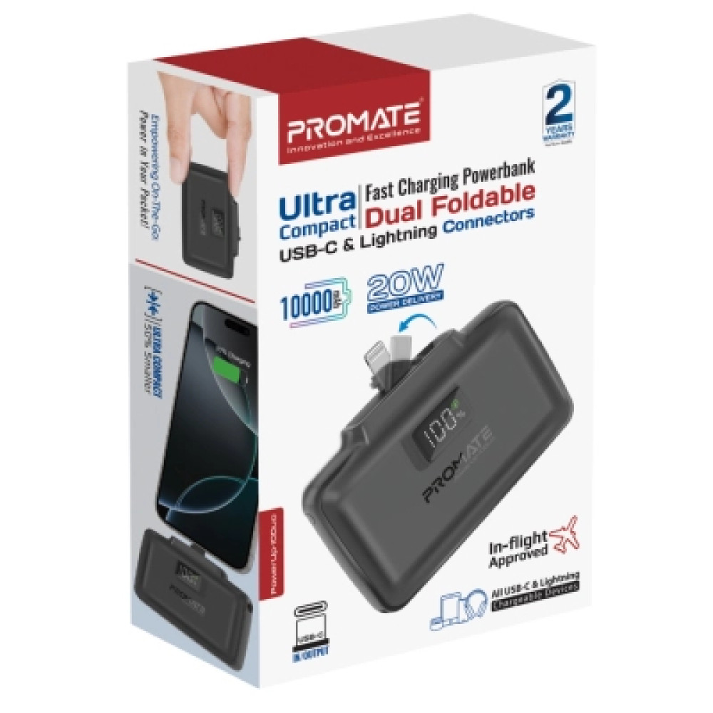 Батарея універсальна Promate 10000mAh PD/20W (powerup-10duo.black)
