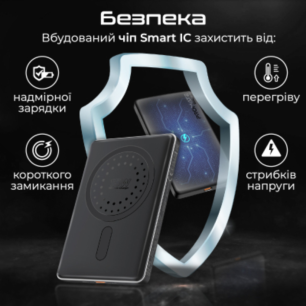 Батарея універсальна Promate 5000mAh MagSafe/15W (blade-5.black)