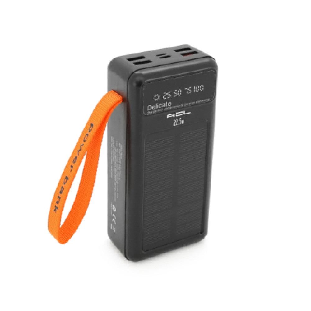Батарея універсальна ACL 30000mAh, Solar, 22.5W, cables Type-C + Lighting, Black (ACL PW-141)