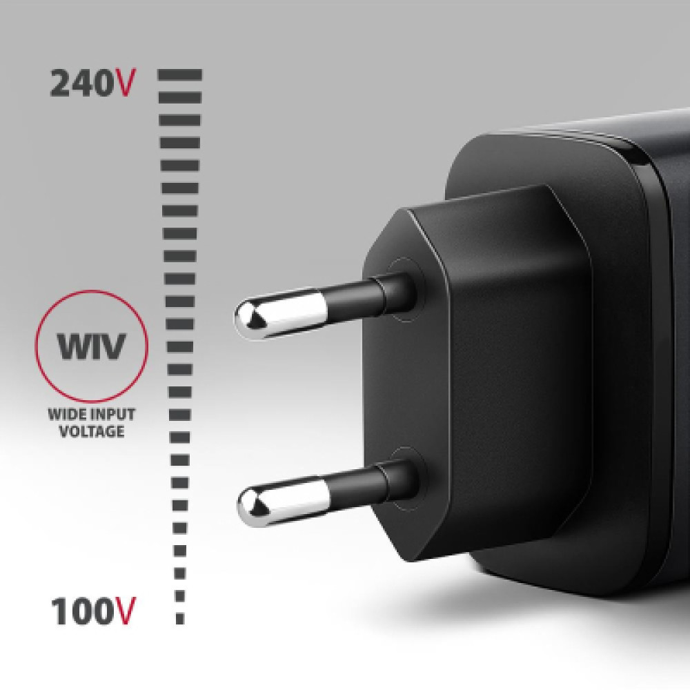 Зарядний пристрій AXAGON 1xUSB-C PD67W + 1xUSB QC4+ PPS gray (ACU-PQ67)