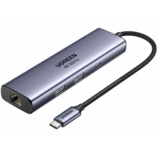 Концентратор Ugreen USB-C 6-in-1 2xUSB-A + 1xUSB-C PD100W + DisplayPort 4K60Hz + 1xRJ45 1000Mbps black (75643)