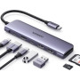Концентратор Ugreen USB-C 7-in-1 2xUSB 3.0 + USB-C PD100W + HDMI 4K30Hz + SD/TF black (15214)