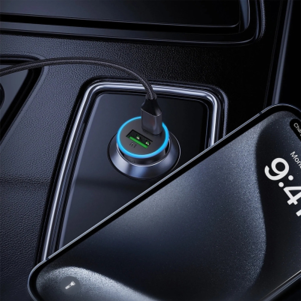 Зарядний пристрій Acefast 1xUSB-C PD65W + 1xUSB black (6974316284963)