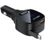 Зарядний пристрій Acefast 1xUSB-C PD95W + telescopic cable USB-C black (6974316285946)