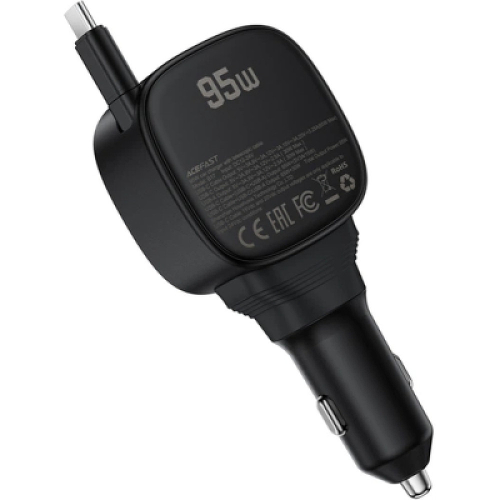 Зарядний пристрій Acefast 1xUSB-C PD95W + telescopic cable USB-C black (6974316285946)