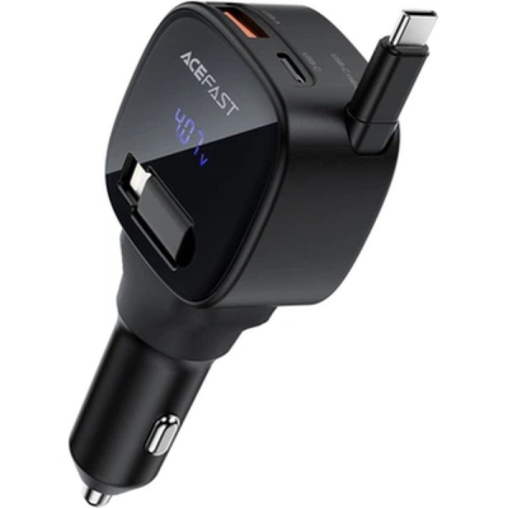 Зарядний пристрій Acefast 1xUSB-C PD95W + telescopic cable USB-C black (6974316285946)