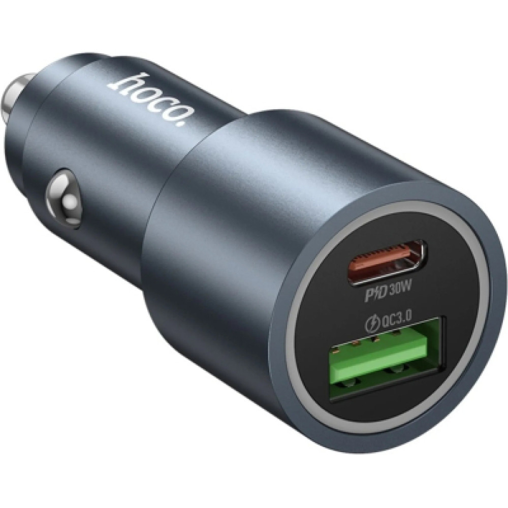 Зарядний пристрій HOCO 1xUSB-C PD30W + 1xUSB QC3.0 48W car adapter Z60 gray (6942007642095)