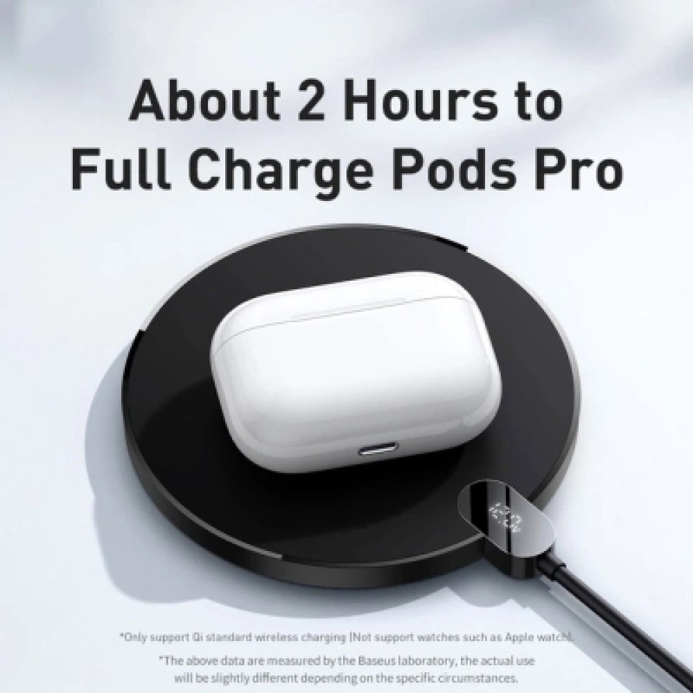 Зарядний пристрій Baseus Wireless Qi 15W + cable USB-C 1.5m (CCED000001)