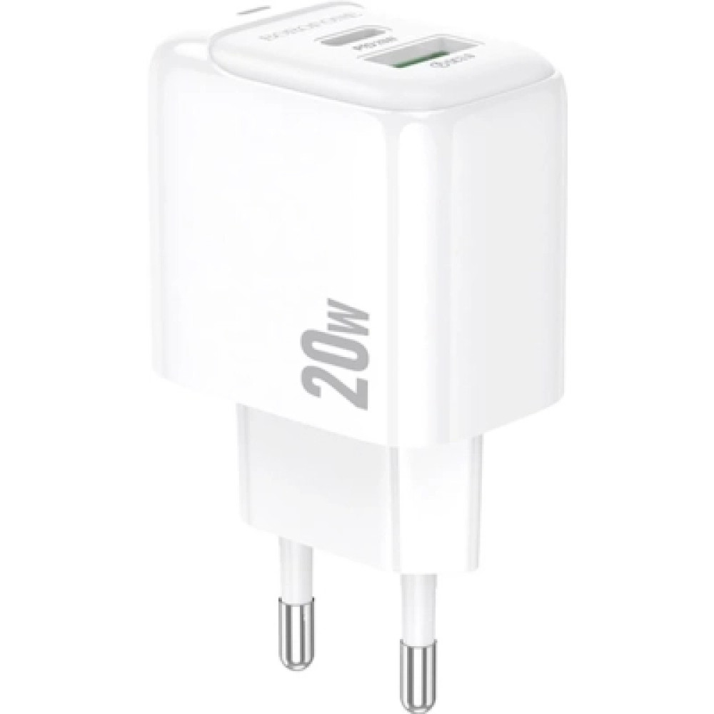 Зарядний пристрій BOROFONE BAS44A 1xUSB-C PD20W + 1xUSB QC3.0 white (6941991113840)