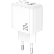 Зарядний пристрій BOROFONE BAS44A 1xUSB-C PD20W + 1xUSB QC3.0 white (6941991113840)