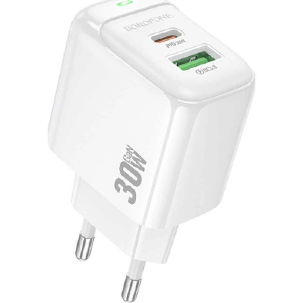 Зарядний пристрій BOROFONE BAS45A 1xUSB-C PD30W + 1xUSB QC3.0 white (6941991113871)