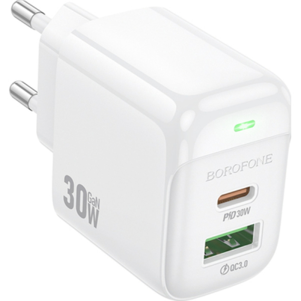 Зарядний пристрій BOROFONE BAS45A 1xUSB-C PD30W + 1xUSB QC3.0 white (6941991113871)
