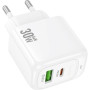 Зарядний пристрій HOCO CS55A 1xUSB-C PD30W + 1xUSB QC3.0 white (6942007631549)