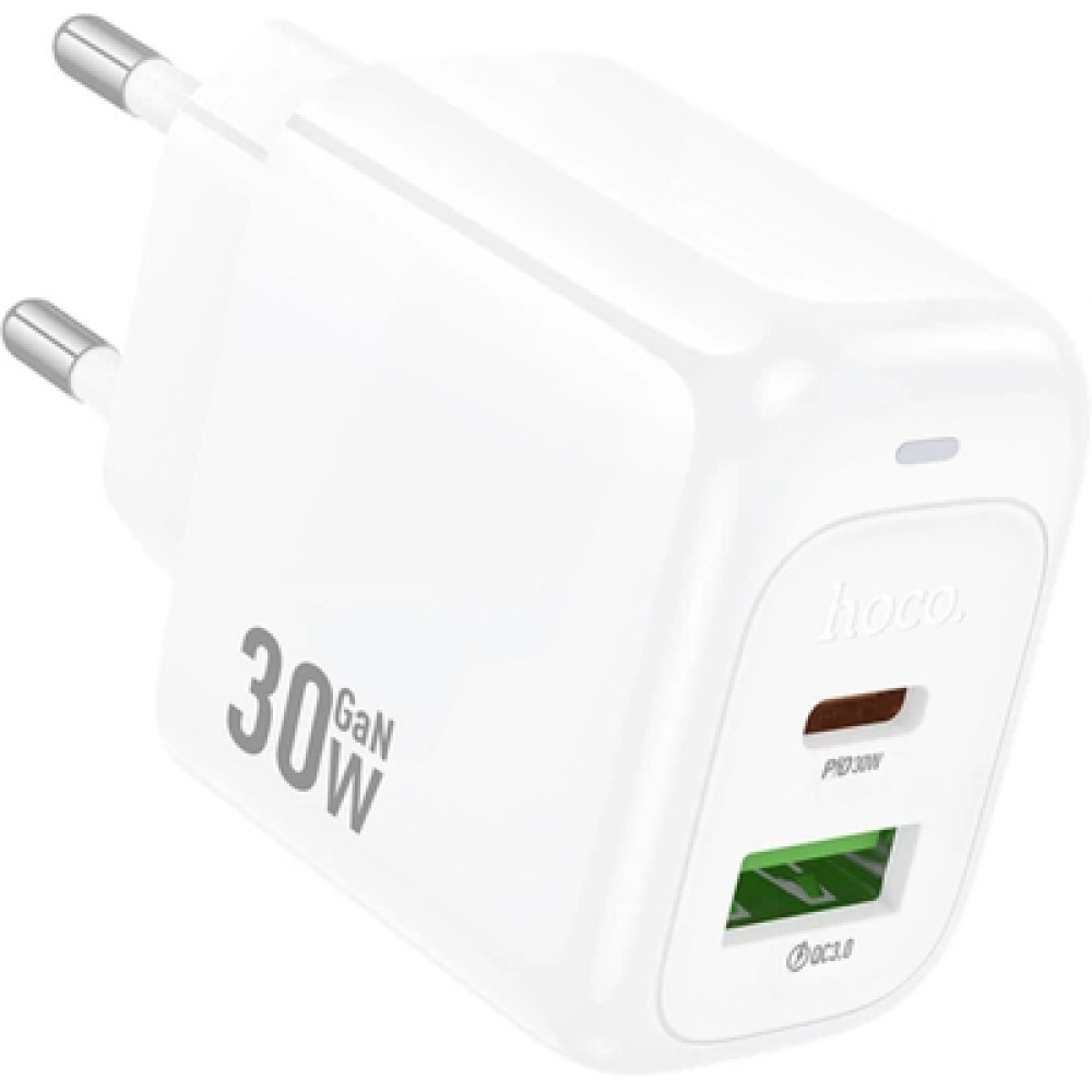 Зарядний пристрій HOCO CS55A 1xUSB-C PD30W + 1xUSB QC3.0 white (6942007631549)