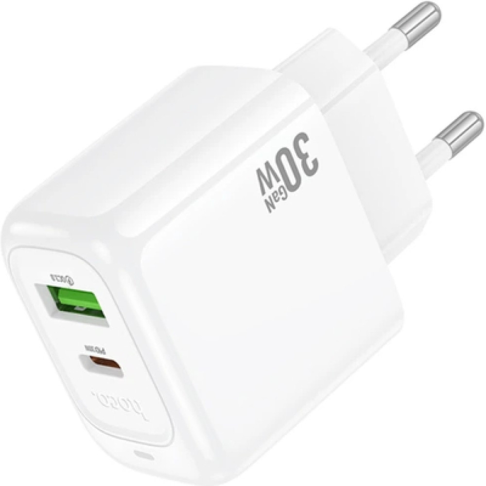 Зарядний пристрій HOCO CS55A 1xUSB-C PD30W + 1xUSB QC3.0 white (6942007631549)