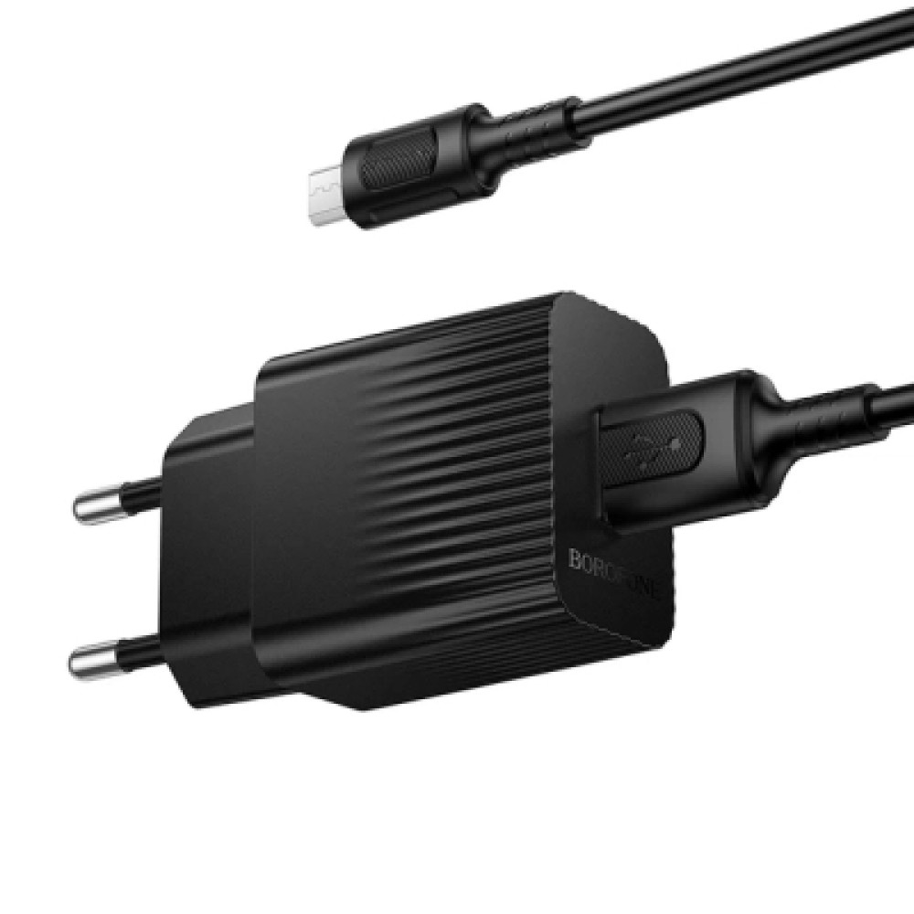 Зарядний пристрій BOROFONE BAS71A USB + cable USB to Micro 5P 2.1A black (6941991122590)