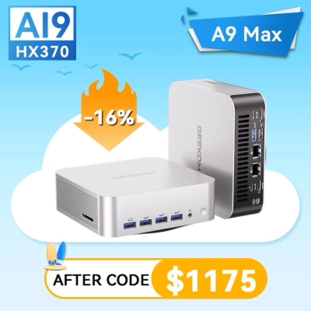 Комп'ютер GEEKOM A9 MAX / Ryzen AI 9 HX 470, 32, 1TB, Radeon 890M, WIN11 P (GMA9MAXRAI9HX470-321T-EU)