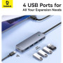 Концентратор Baseus USB 3.0 to 4xUSB 3.0 + USB-C gray (B0005280B811-01)