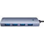 Концентратор Baseus USB 3.0 to 4xUSB 3.0 + USB-C gray (B0005280B811-01)