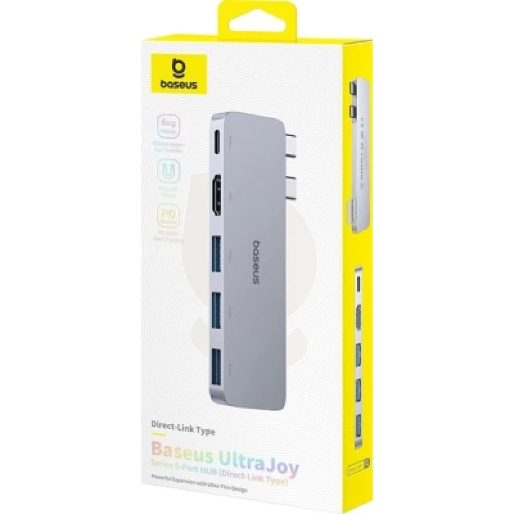 Концентратор Baseus USB-C 5-in-1 3xUSB 3.0 + 1xUSB-C 40Gbps + 1xHDMI 4K30Hz gray (B00052801811-04)
