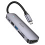 Концентратор HOCO USB-C 6-in-1 1xUSB 3.0 + 1xUSB 2.0 + SD/TF + 1xHDMI 4K30Hz + 1xUSB-C PD 60W gray (6931474769336)