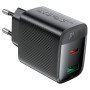 Зарядний пристрій Acefast A106 1xUSB-C PD45W + 1xUSB QC3.0 GaN black (6974316284031)