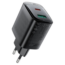 Зарядний пристрій Acefast A106 1xUSB-C PD45W + 1xUSB QC3.0 GaN black (6974316284031)
