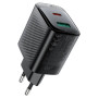 Зарядний пристрій Acefast A106 1xUSB-C PD45W + 1xUSB QC3.0 GaN black (6974316284031)