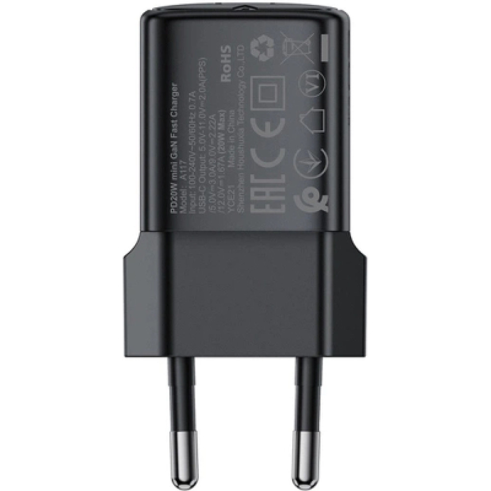 Зарядний пристрій Acefast A117 USB-C PD20W GaN black (6974316284987)