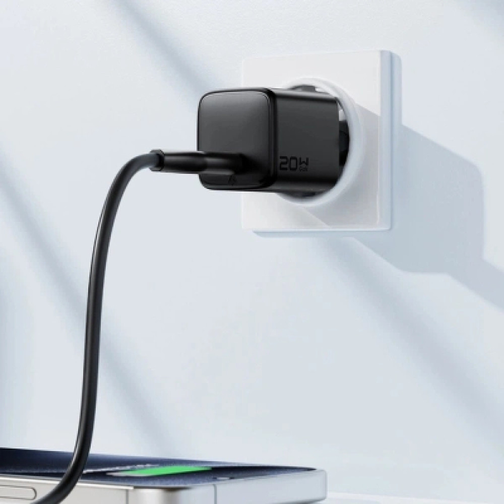 Зарядний пристрій Acefast A117 USB-C PD20W GaN black (6974316284987)